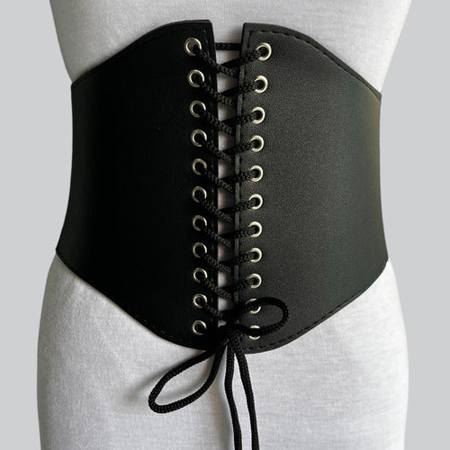 Manda Pack of 6 Black Eco-Leather Underbust Corsets 1