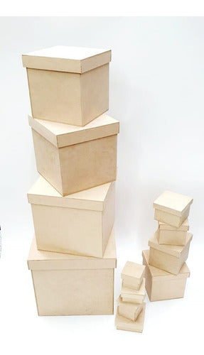 Set of 10 6x6x4 Plain Top MDF Boxes - Ideal for Painting 0