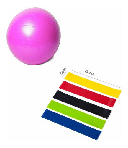 Neimai Sports Pilates Yoga Ball 50cm + Set of 5 Resistance Bands with Storage Bag 1