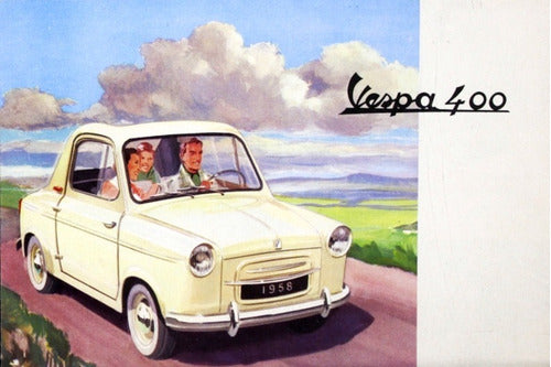 Vespa 400 Año 1958 Autos Clásicos Francia - Lámina 45x30 Cm. 0