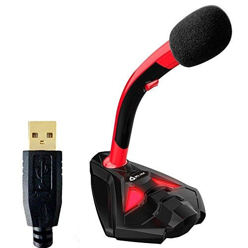 KLIM Desktop USB Microphone Stand for Computer Laptop PC and PS4 Gaming Mic (Red) 0