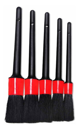 Set X5 Cepillos Pinceles Para Detailing Negro/rojo 0