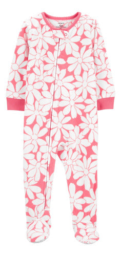 Carter's Floral Design Micropolar One-Piece Pajama with Feet 0