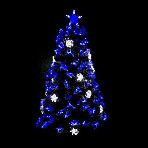 De Fiesta Outlet Black Christmas Tree with Multicolor Optical Fiber Lights 1.2 M 1