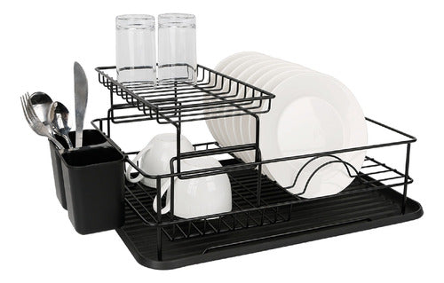 Hudson Black 2-Tier Dish Rack 0