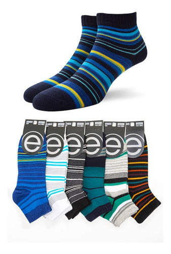 Elemento Pack X12 Striped Cotton Ankle Socks for Men A. 102 R 0