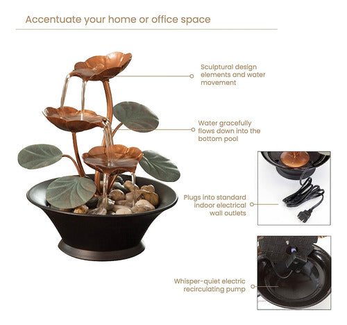 Bits and Pieces Water Lily Serenity Fountain - Perfect Table Decoration for Indoors 4