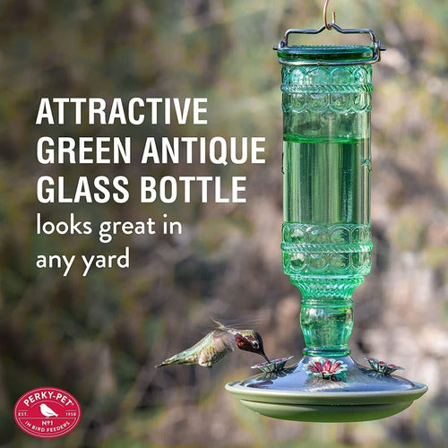 Perky-Pet Green Glass Hummingbird Feeder (280ml) 1