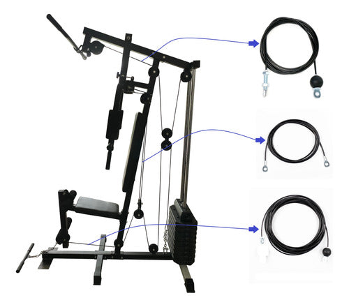 Kit 3 Cables Acero Repuesto Gimnasio Multigym Fitness Yoga 1