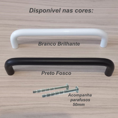 Kit 4 Puxadores 256mm  Alça Trave Preto Fosco Gavetas Portas 2