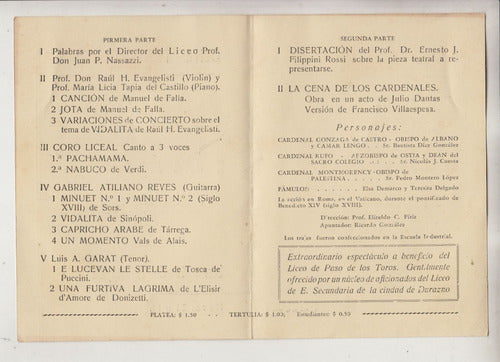 1952 Programa Cine Teatro Roma Paso De Los Toros Tacuarembo 1