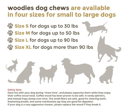 Woodies Dog Chews Toys - Todo Natural, Madera De Café, Segur 3