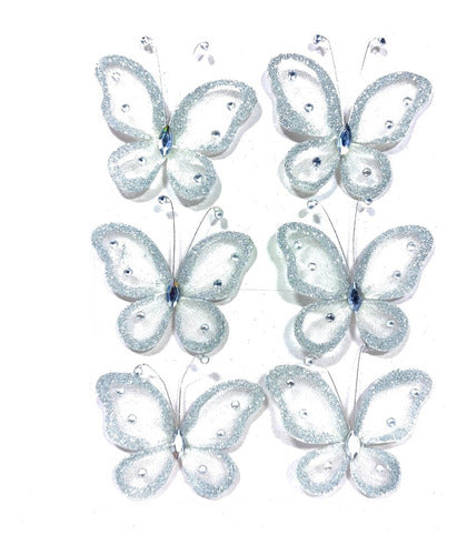 Butterflies 6cm Silver X 36 Units #26841 Sheshu Christmas 0