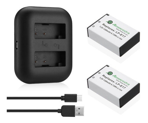 2 X Batería Lp-e17 + Dual Usb Cargador Para Canon Eos M3 M5 0