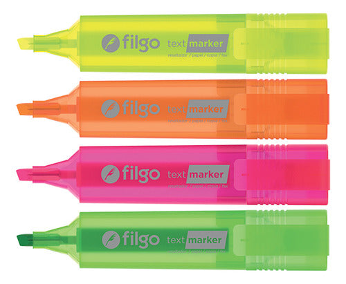 Resaltadores Chato Filgo Text Fluo X4 Surtido Filgo 2