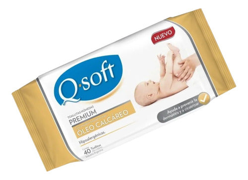 Kit Toallitas Húmedas Oleo Calcáreo Q-soft 40u X3 2