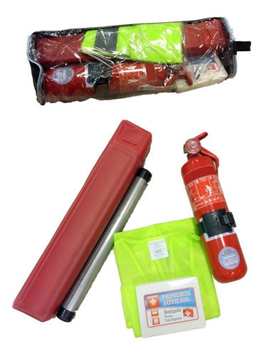 Safety Kit for Vehicle Inspection - Fire Extinguisher, First Aid Kit, Reflective Vest, Warning Triangles, Tow Rope, Transport Bag 0