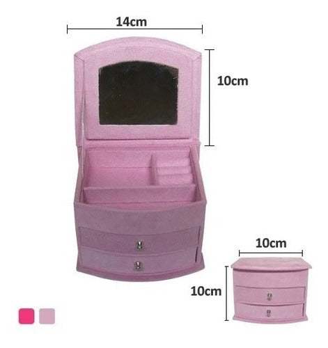 Universal Suede Jewelry Box with Mirror and Two Drawers 2