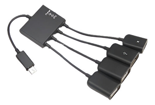 Micro Usb Host Otg 3 Puertos Hub Adaptador Cable Para Samsun 0