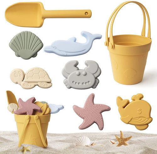 Norcel Silicone Beach Bucket Set with Toys for Kids 4