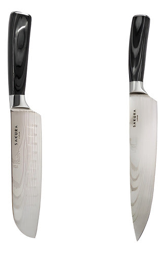 Sakura Set X 2 Kitchen Knives Black Design Sakura 0