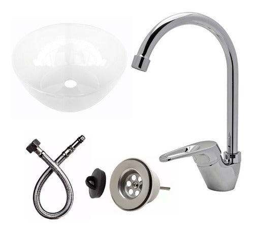 Metalgrif Bathroom Sink Set Nahuel White Odyssey Faucet 0