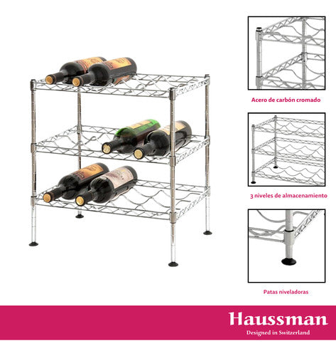 Haussman Wine Rack - 3 Levels 12 Bottles Gray 45x35 cm 1
