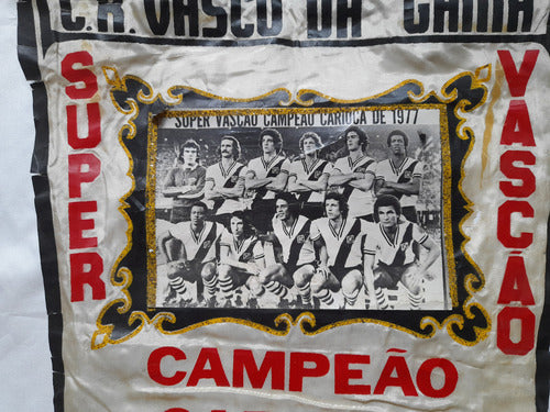 Antiguo Banderin Vasco Da Gama Campeon 1977, Con Foto 1