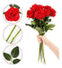 Cewor 15 Pieces of Artificial Red Roses with Stems 1