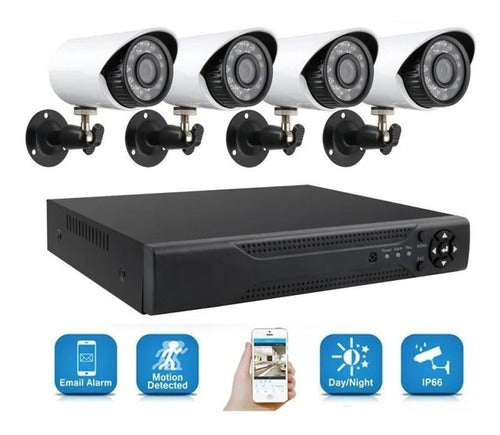 Security Kit DVR 4 Full HD 4 HD Infrared Cameras HDMI IP 0