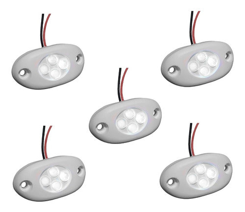 5 Un Luz Nautica De Cortesia Branca Com 4 Leds Branco 12v 0