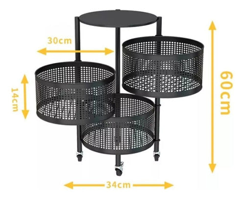 Generic Rotating Metal Organizer with 3 Shelves and Wheels for Kitchen 1