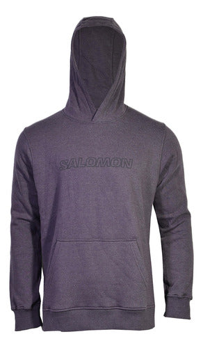 Salomon Logo Hoodie Men Winetasting Heather 0