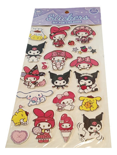 MIC Glitter Kuromi My Melody Cushioned Stickers - Sanrio 4