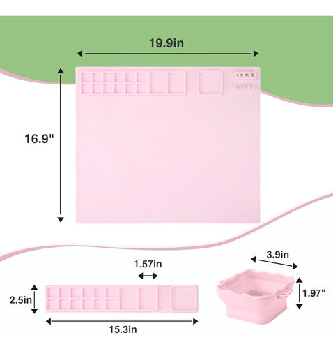 Aubeco Large Pink Silicone Craft Mat with Cup, 508x429 cm 1