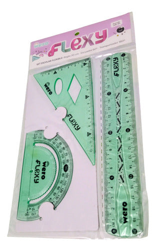 Flexible Kit Wero Set - 20 cm Ruler + 60º Square - 180º Protractor 2