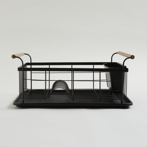 Alabama Home Design Black Steel Dish Rack with Cutlery Holder 0