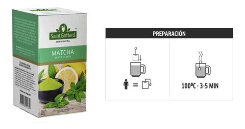 Infusion Matcha Menta Y Limon Saint Gottard - 20 Saquitos X3 3