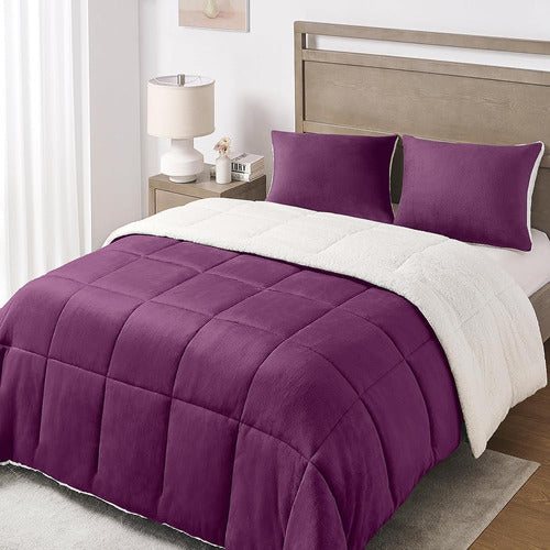 Basic Beyond Queen Comforter Set - Lujoso Fleece Sherpa Edre 0