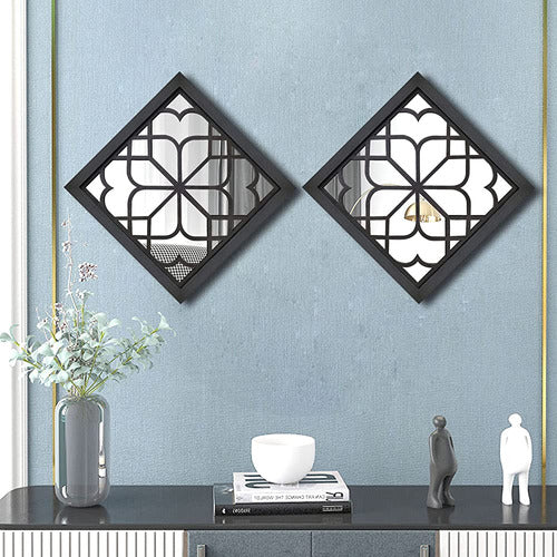 Wocred 2 Pcs Square Wall Mirror, Magnificent Mirror Set 1