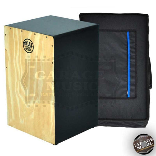 Skull Cajon Peruano Percussion with Metal Brush and Carrying Case Course 1