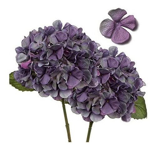 GnFlus Hortensias Artificiales Diametro 17,7cm X 2u.- Gris Purpura 0