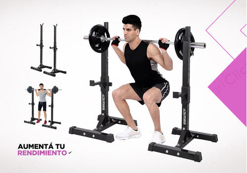 Rack Sentadillas Soporte Gym Pecho Squat Hombros Regulable 6