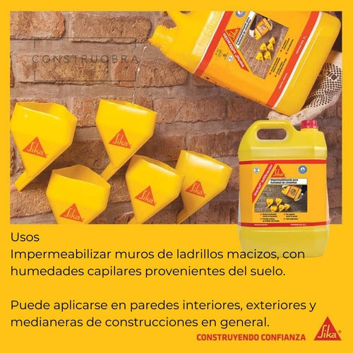 Sika Inertol Infiltración Bloq Humedad Cimientos 5 Lts + 2 Embud 2