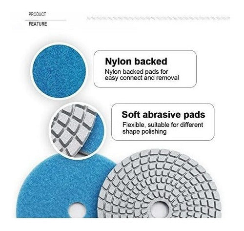 Shdiatool 8 Diamond Wet Polishing Pads 4 Inch 3