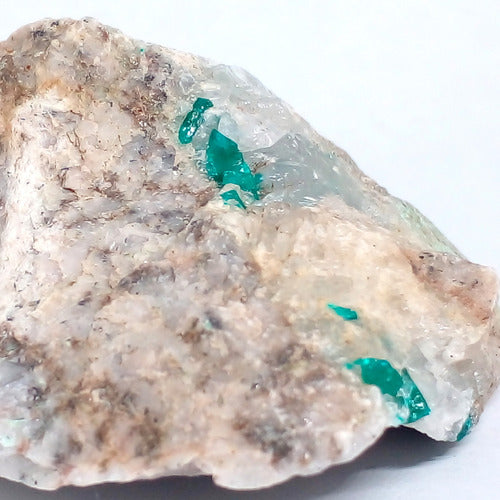 Dioptase and Calcite on Matrix - D27 - Stone 3
