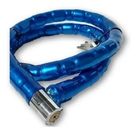 Heavy-Duty Blue Motorcycle and Bicycle Security Chain Lock with Padlock 2