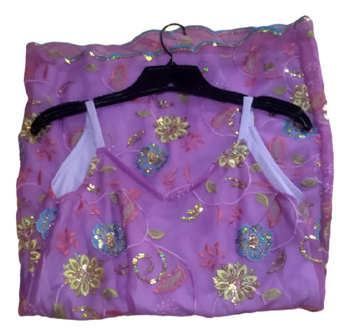 Mamba Lilac Embroidered Dress Size M 2