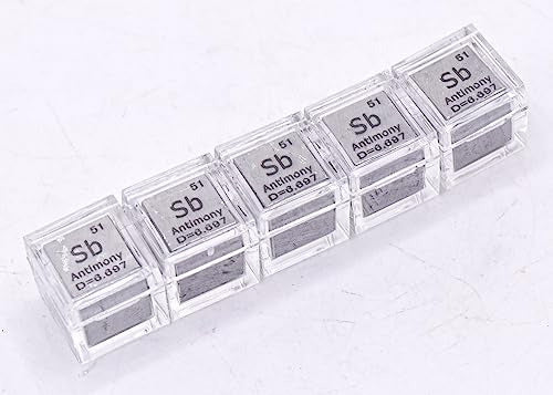 10mm Antimony Metal Cube with Periodic Table Element Engraving in Acrylic Box 5
