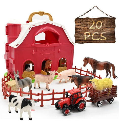 Animales De Granja Red Barn Toys, 20pcs Farm Toys Farm Figur 0